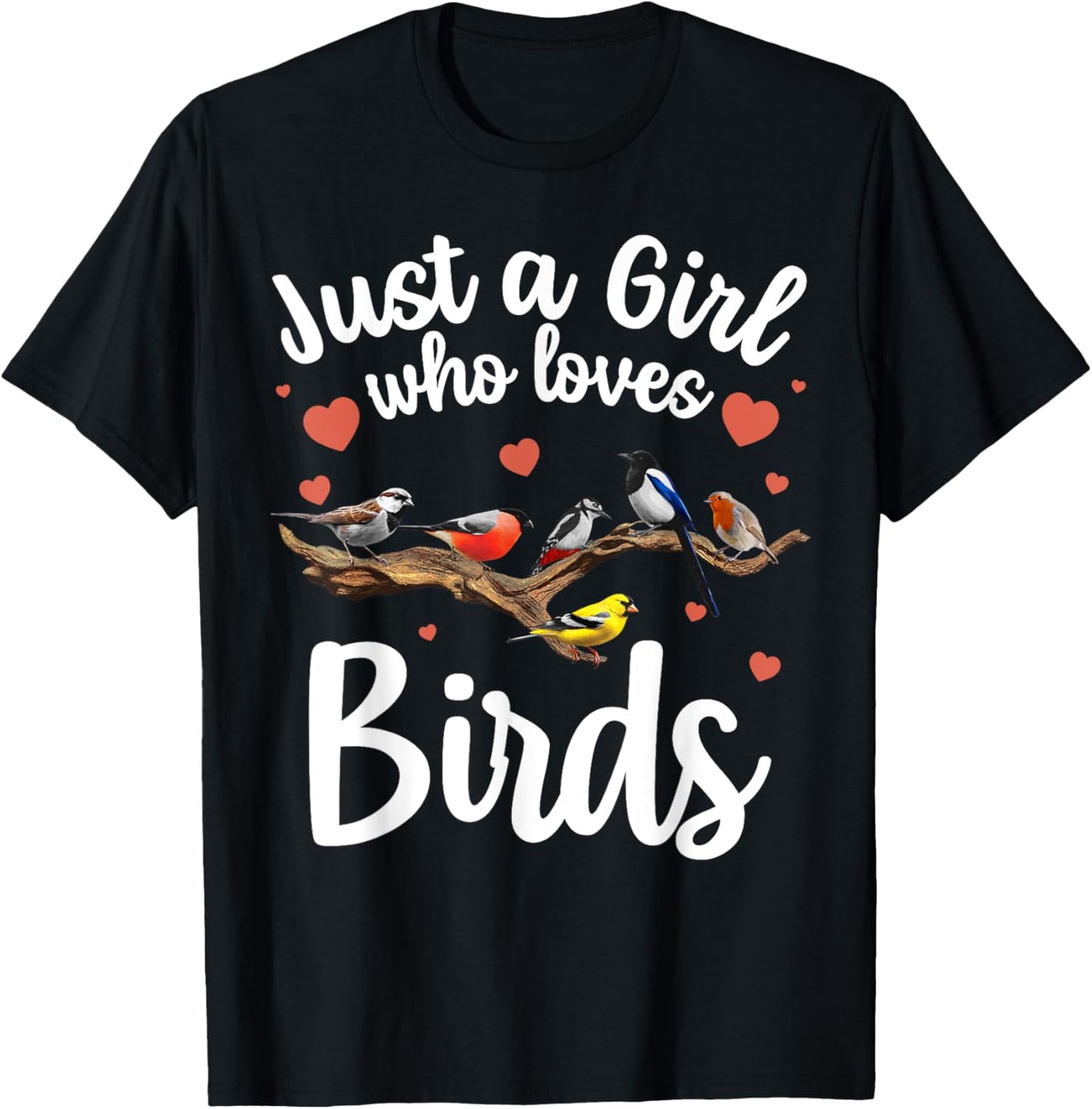 Cool Bird Watcher Art Girls Birding Nerd Birder T-Shirt - T-Shirt | Black