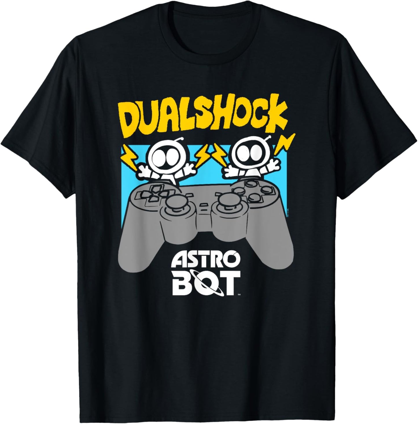 Astro Bot Rescue Mission Game Console Dual Video Game T-Shirt - T-Shirt | Black