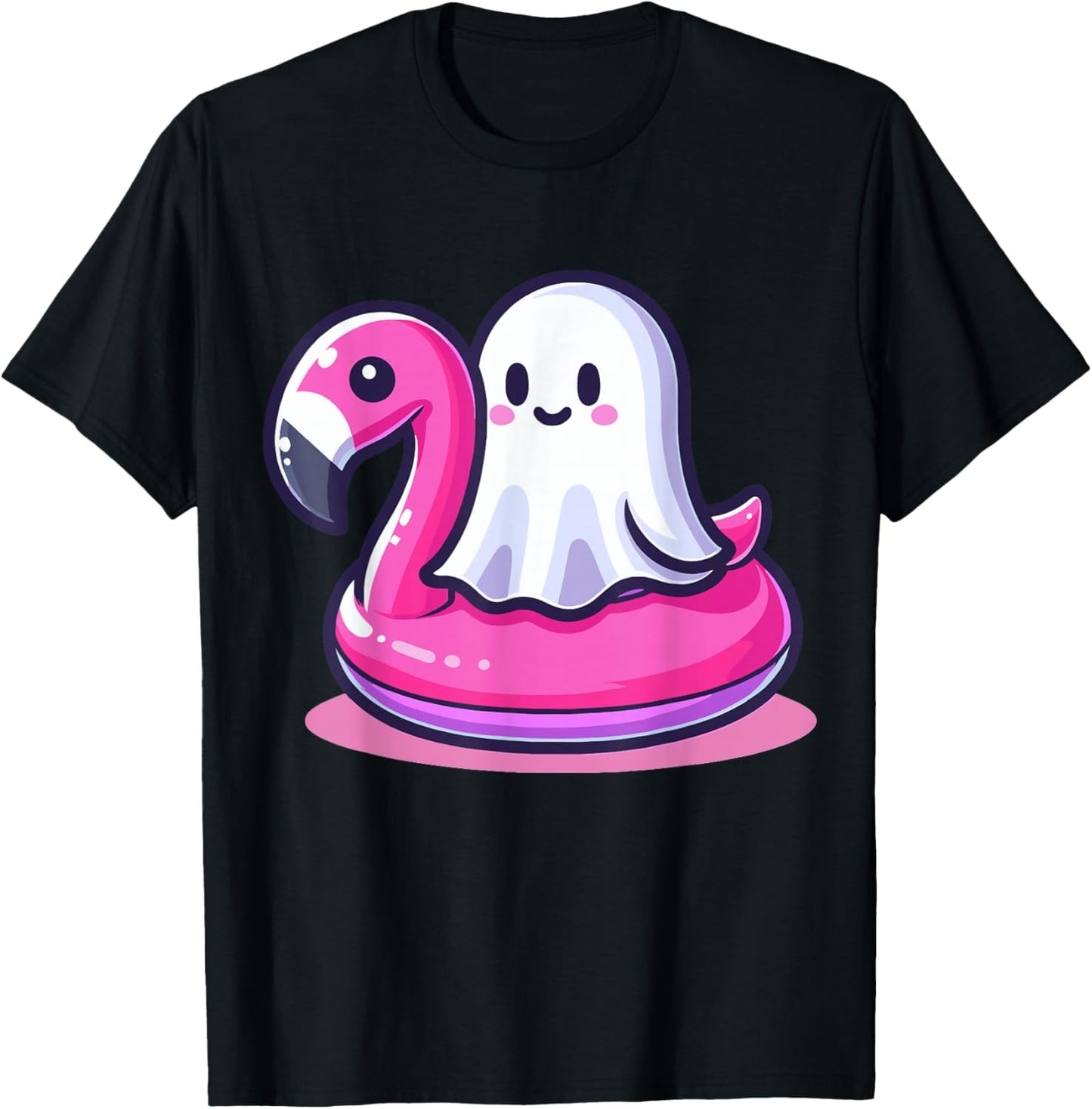 Ghost and Flamingo Halloween T-Shirt - T-Shirt | Black