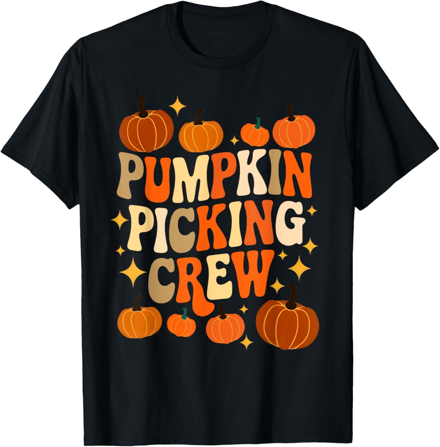 Groovy Pumpkin Picking Crew Matching Family Autumn T-Shirt - T-Shirt | Black