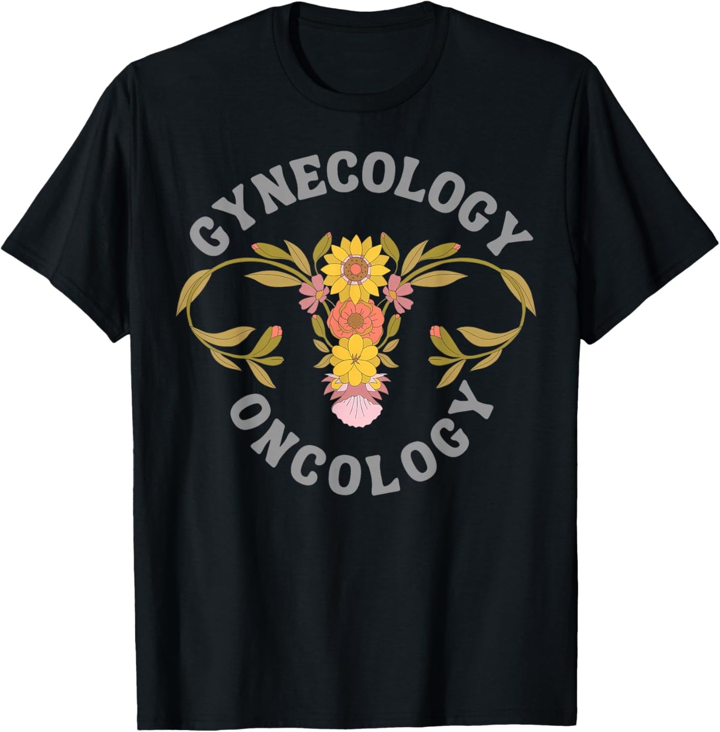 Floral Boho Gynecology Oncology Nurse Obgyn Doctor Midwife T-Shirt - T-Shirt | Black
