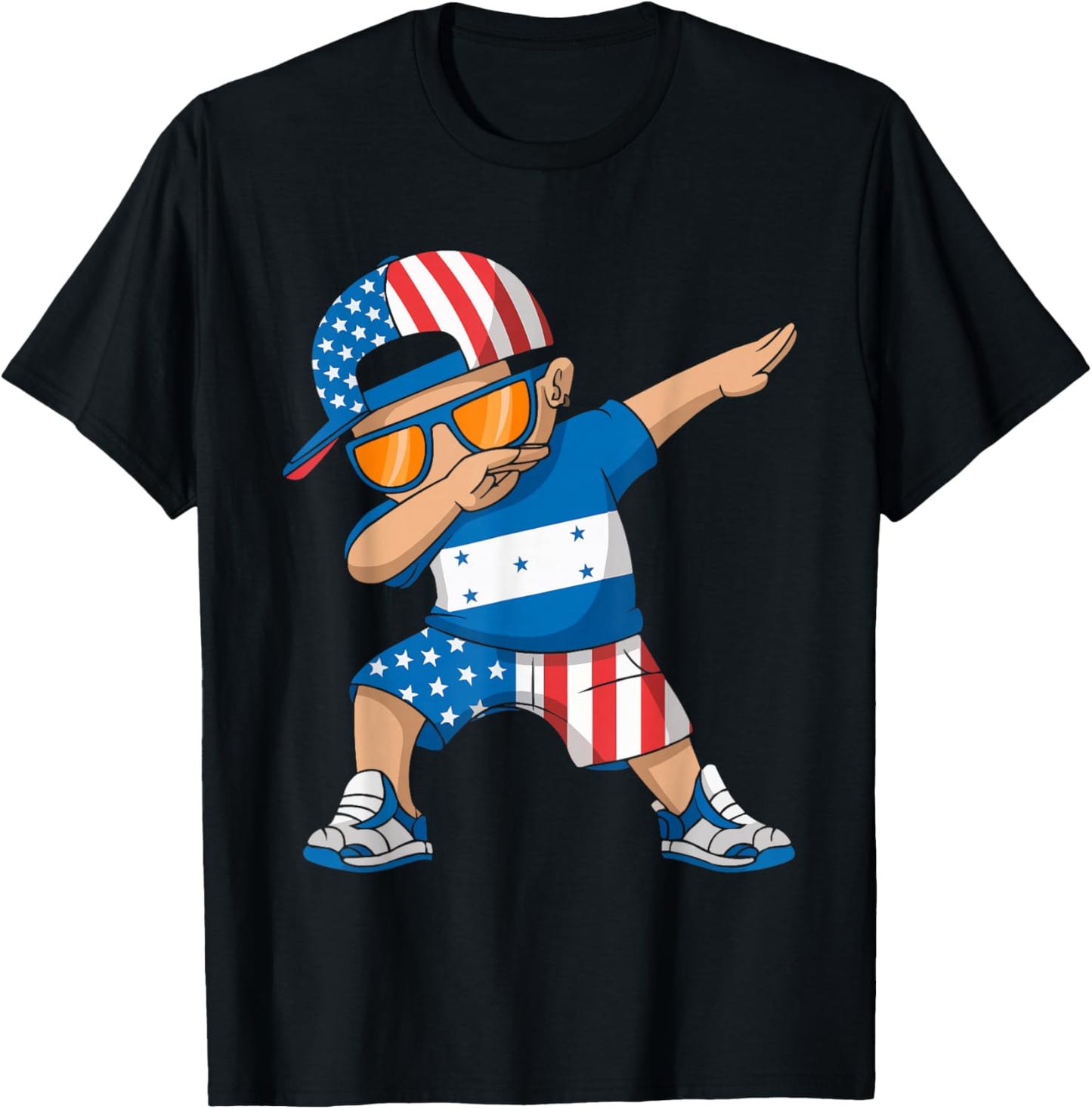 Half American Half Honduran USA Flag Honduras America T-Shirt - T-Shirt | Black