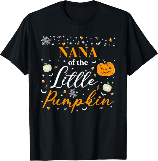 Nana Of The Little Pumpkin Family Matching Halloween T-Shirt - T-Shirt | Black