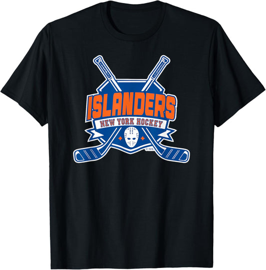 New York Islanders Hockey Sticks Black Officially Licensed T-Shirt - T-Shirt | Black