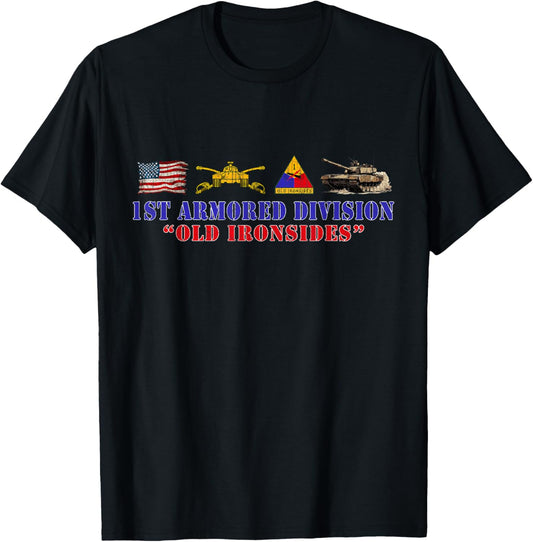 1st Armored Division Old Ironside Fort Bliss Texas Patriotic T-Shirt - T-Shirt | Black