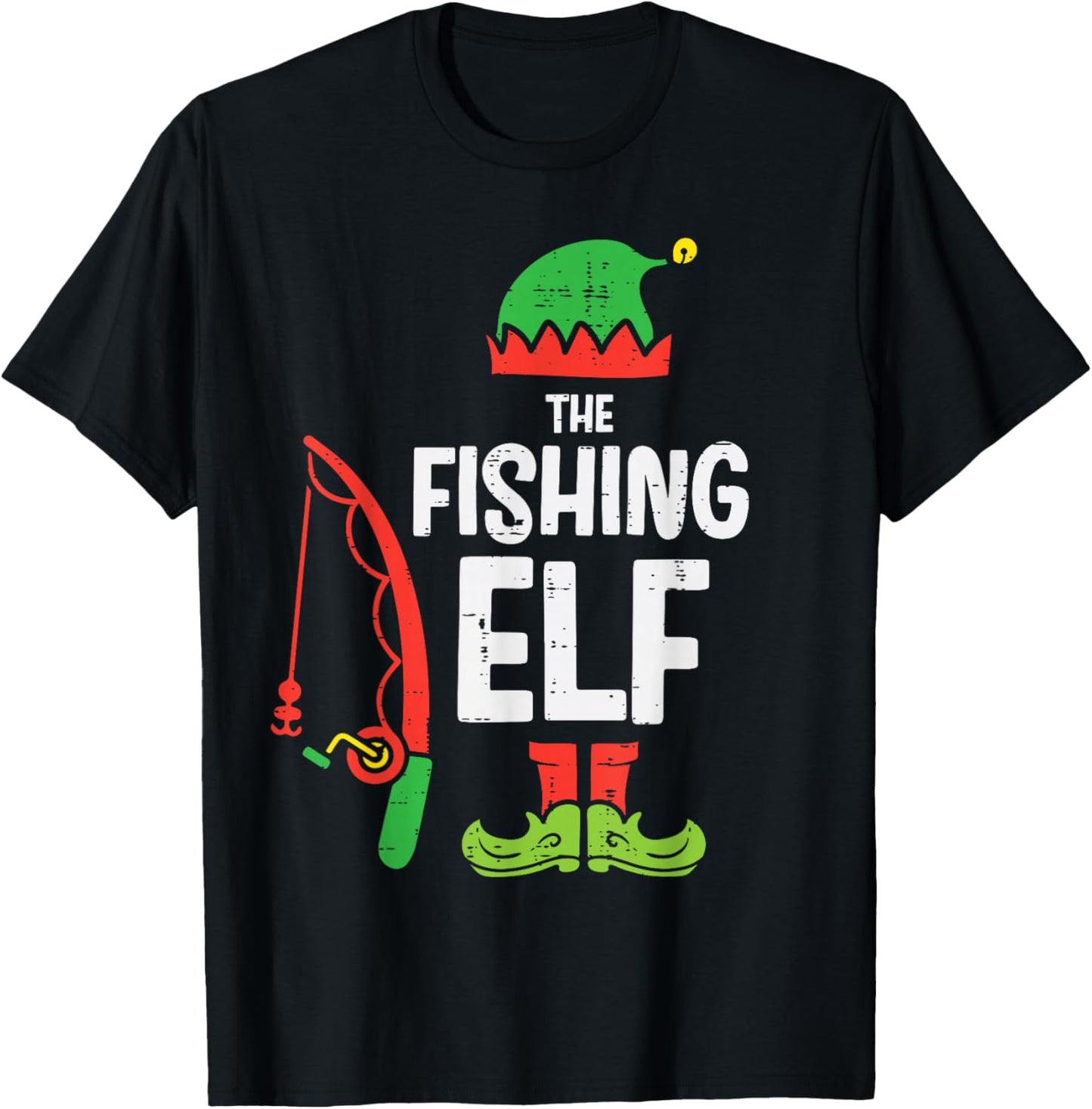 Christmas Fishing Elf Xmas Family Matching Men Boys Kids T-Shirt - T-Shirt | Black