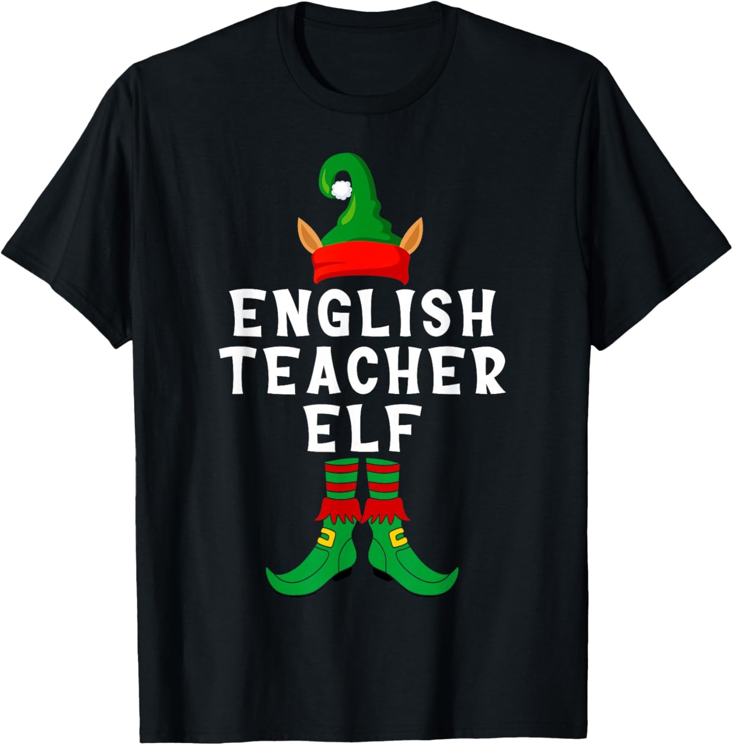 English Teacher Elf Christmas Funny Xmas Matching Family T-Shirt - T-Shirt | Black