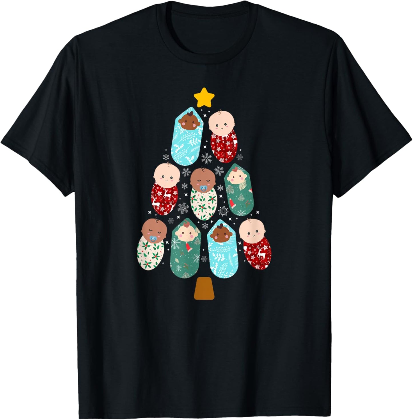 L&D Nurse Christmas Tree Labor And Delivery Nurse Xmas Party T-Shirt - T-Shirt | Black