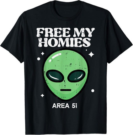 Alien Free My Homies Area 51 Funny UFO Boys Kids Men Women T-Shirt - T-Shirt | Black