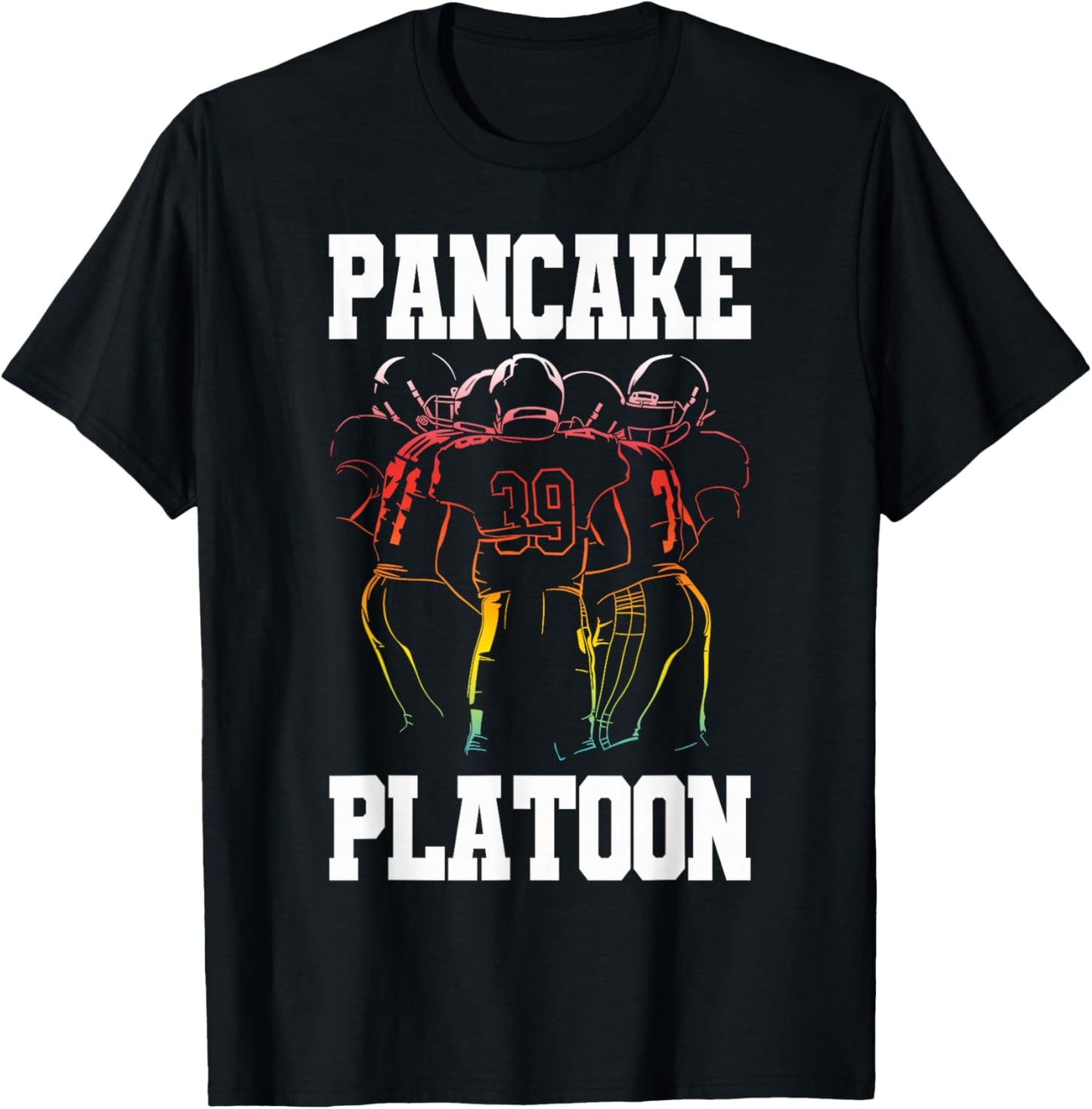 Lineman Pancake Platoon Funny Football Player T-Shirt - T-Shirt | Black