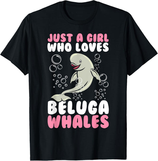 Beluga Whale Art Girls Kids Beluga Whale Lover T-Shirt - T-Shirt | Black