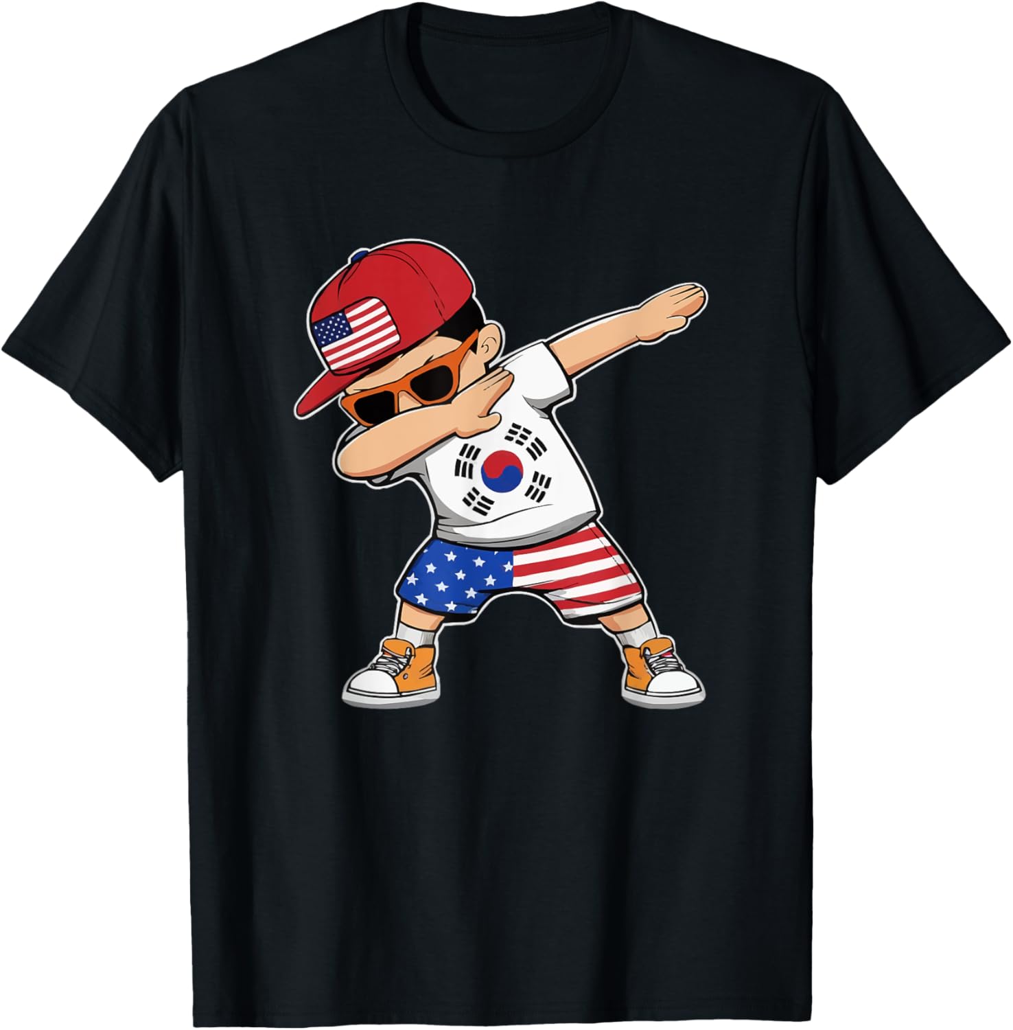 Half Korean Half American USA Flag South Korea America T-Shirt - T-Shirt | Black