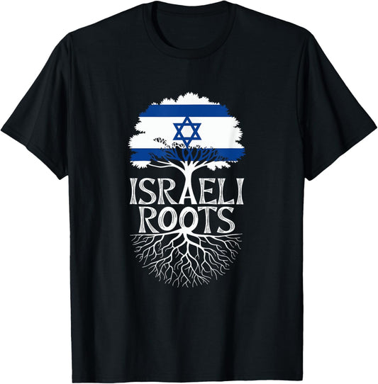 Israeli Roots - Israel Flag Colors Family Tree Souvenir T-Shirt - T-Shirt | Black
