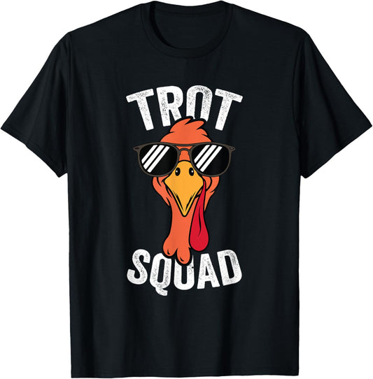 Running Turkey Sunglasses Trot Squad Thanksgiving T-Shirt - T-Shirt | Black