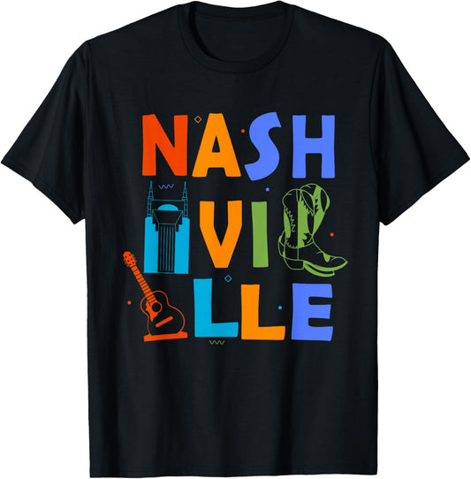 Souvenir from Nashville Tn Trip Guitar Music City Nashville T-Shirt - T-Shirt | Black