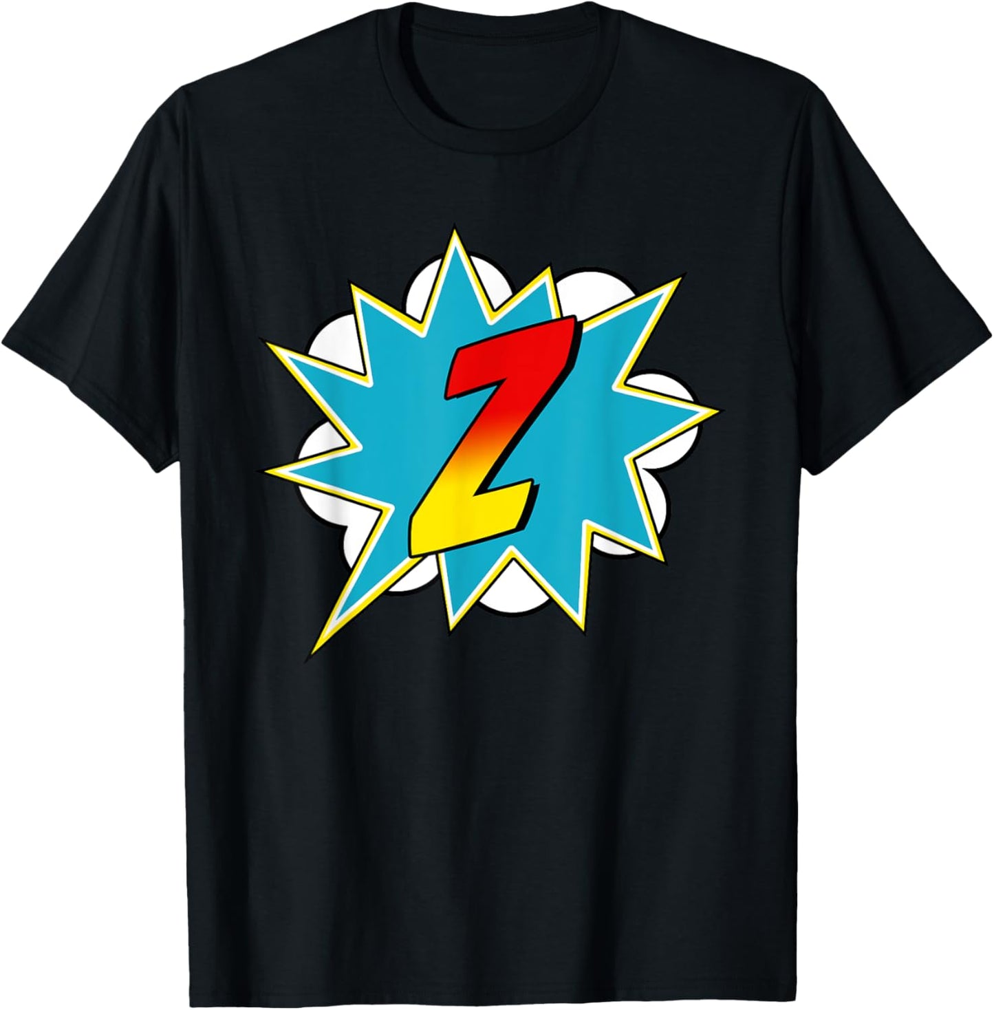 Letter Z Superhero Name Comic Letter Retro Costume T-Shirt - T-Shirt | Black