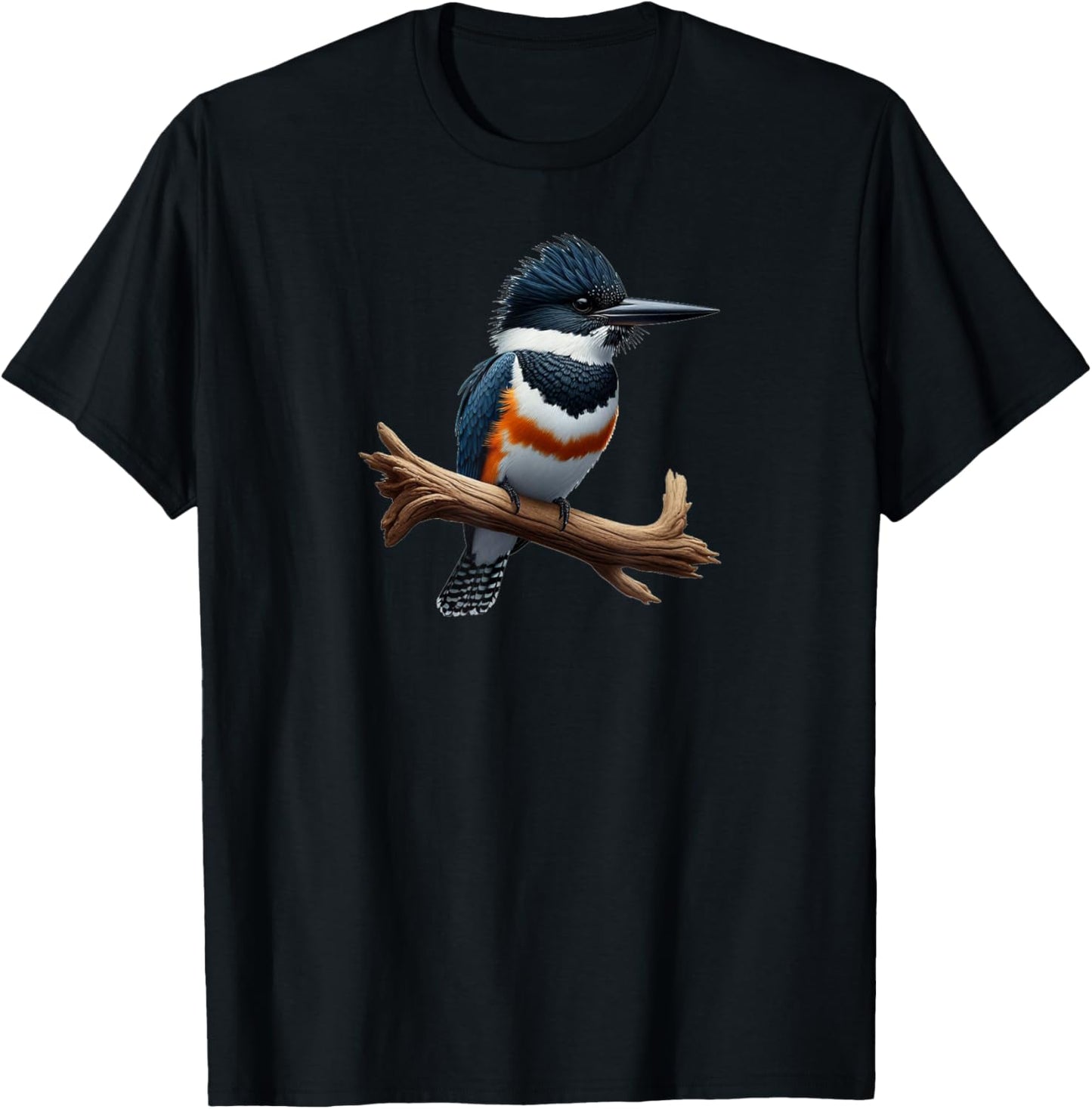 Bird Series. Belted Kingfisher Bird. Artist's Rendition. T-Shirt - T-Shirt | Black