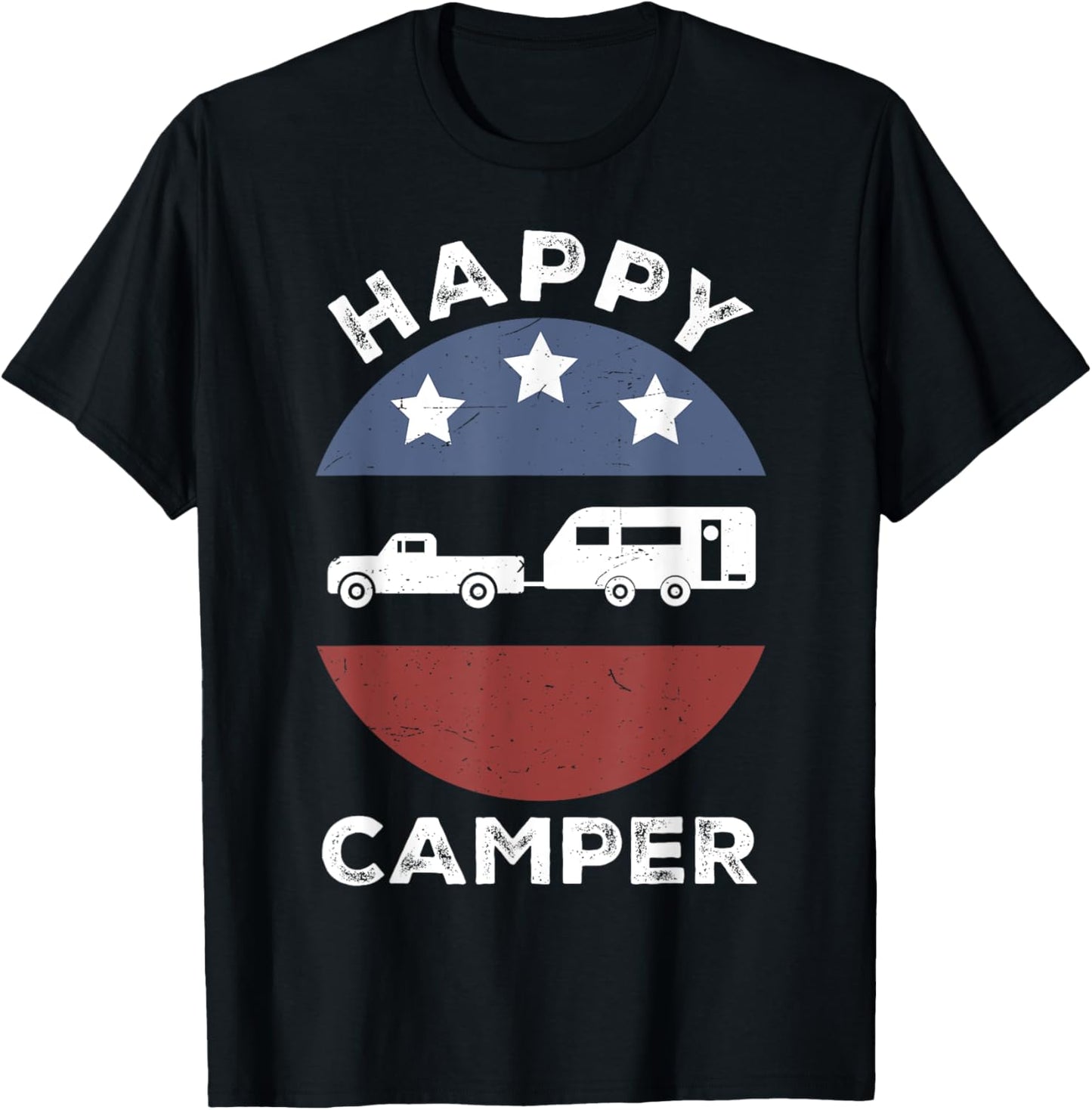 Happy Camper T Shirt Men Women Toddler Boy Dad Funny Camping T-Shirt - T-Shirt | Black