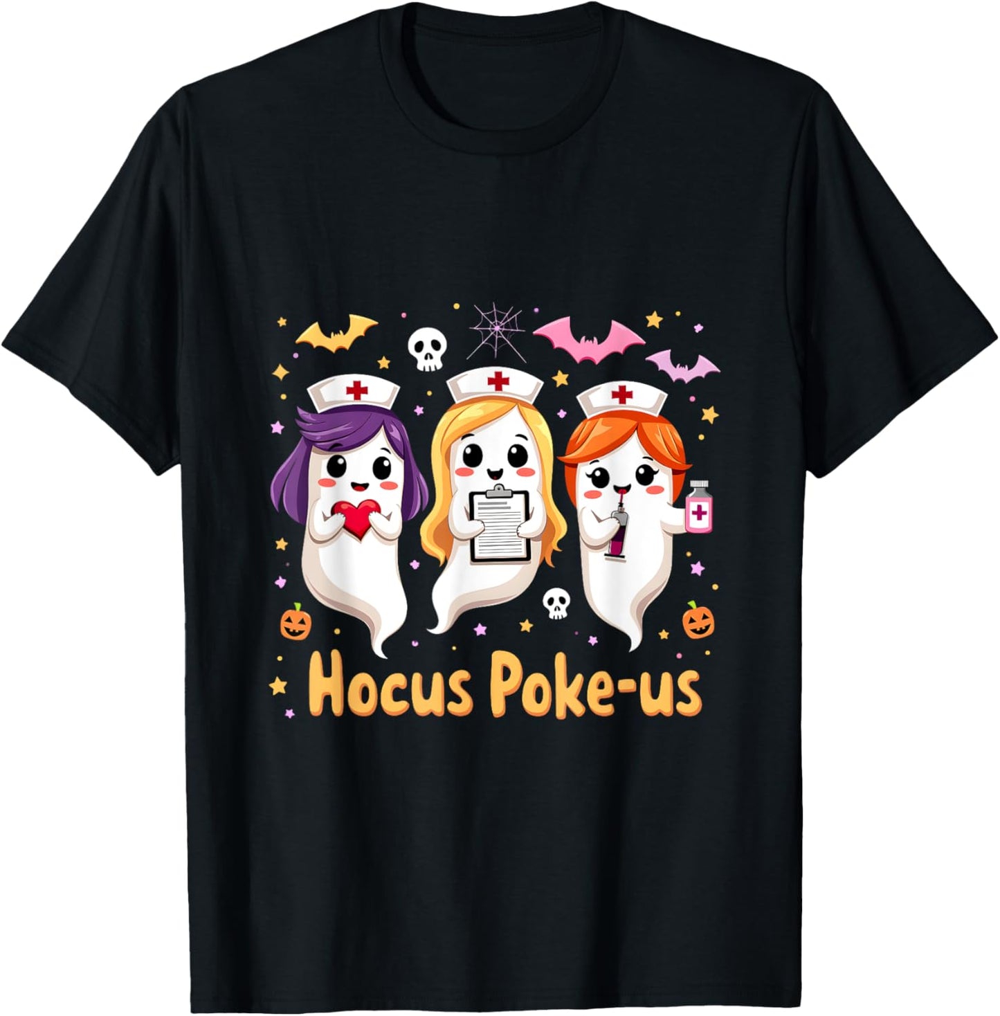 Funny Halloween Nurse Nursing Hocus Poke-Us Witches Nurse T-Shirt - T-Shirt | Black