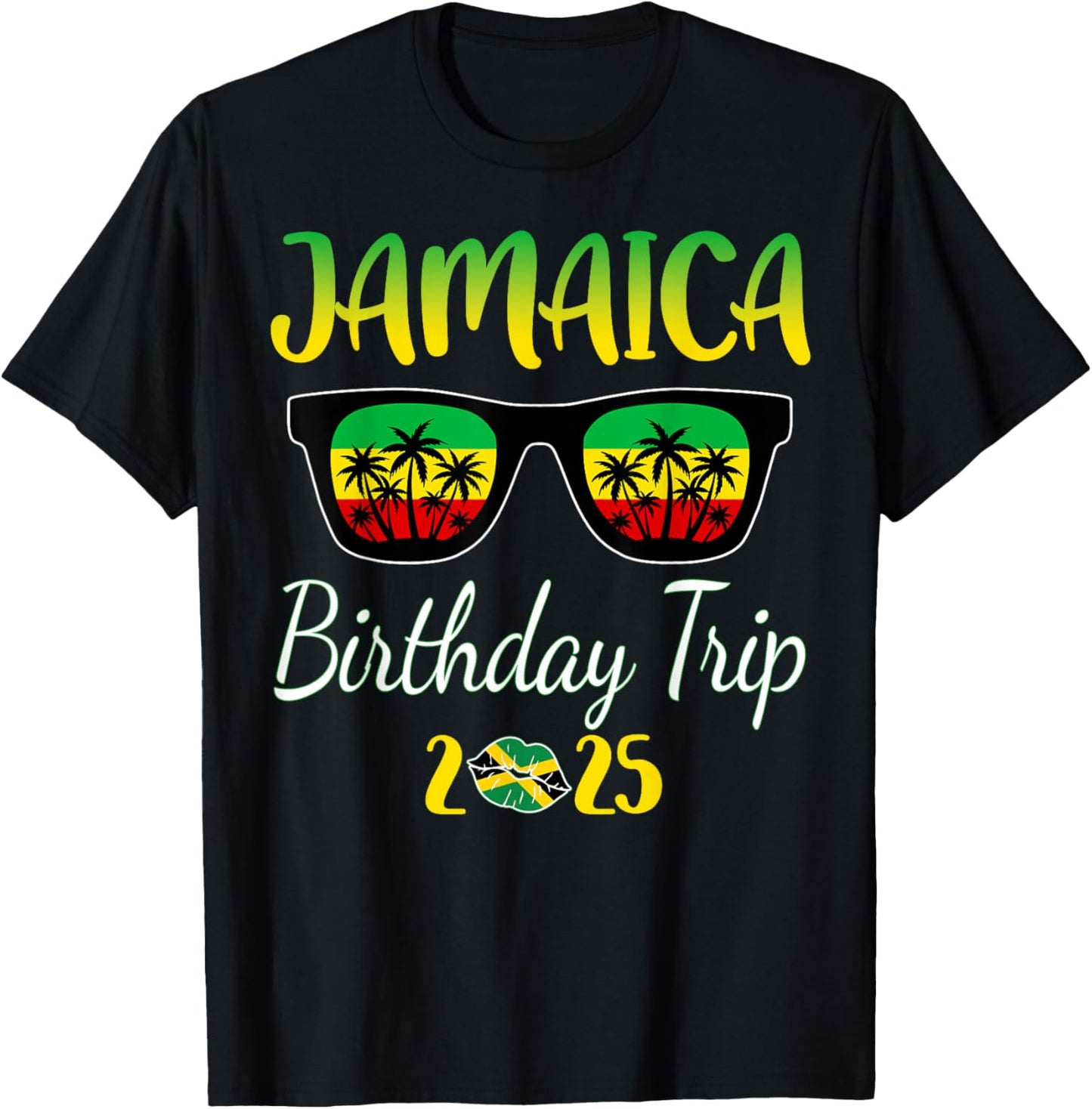 Jamaica Birthday Trip 2025 Funny Family Matching T-Shirt - T-Shirt | Black
