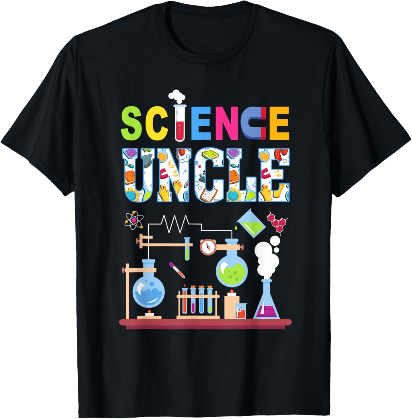 Science Uncle Family Science Birthday Party Matching T-Shirt - T-Shirt | Black
