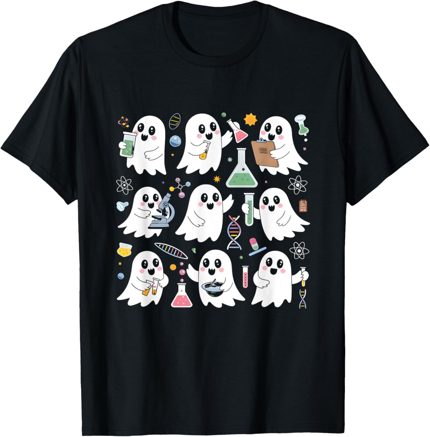 Ghost Science Teacher Chemistry Laboratory Halloween Costume T-Shirt - T-Shirt | Black