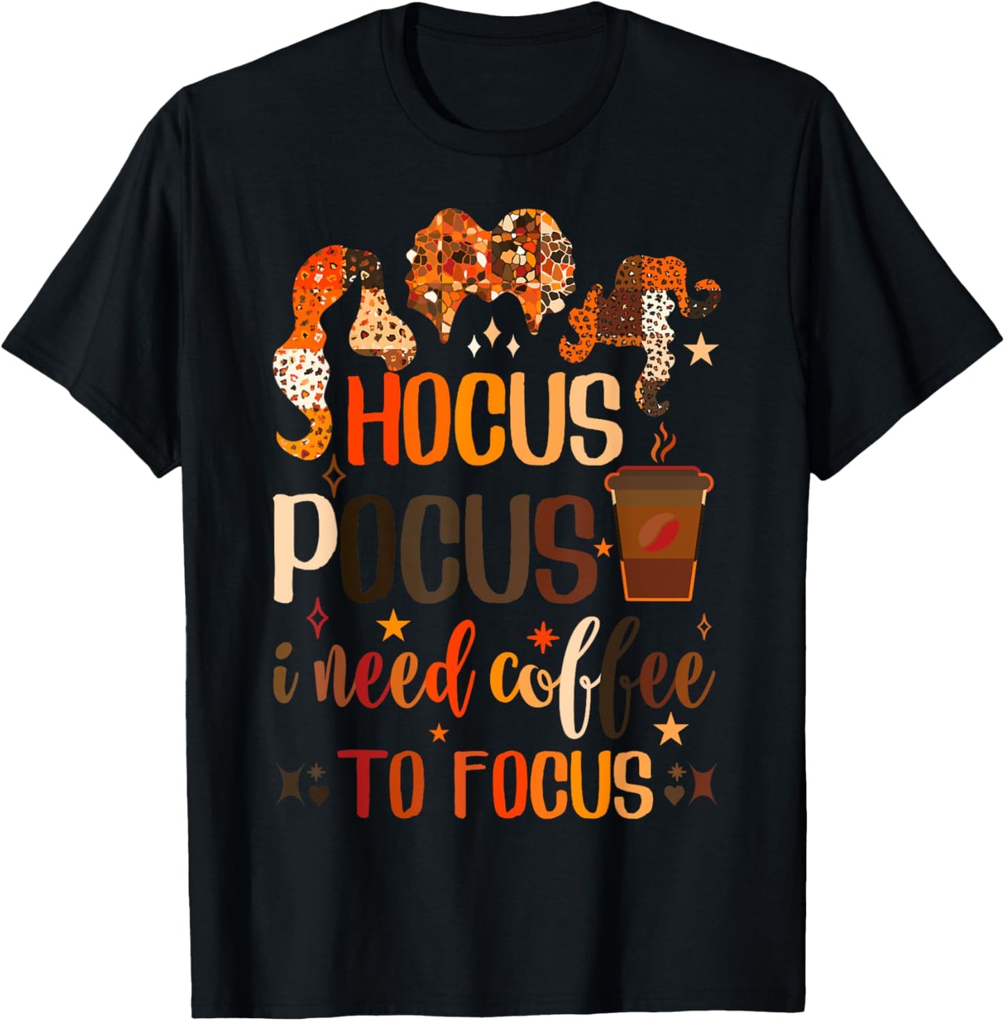 Hocus Pocus I Need Coffee To Focus T-Shirt - T-Shirt | Black