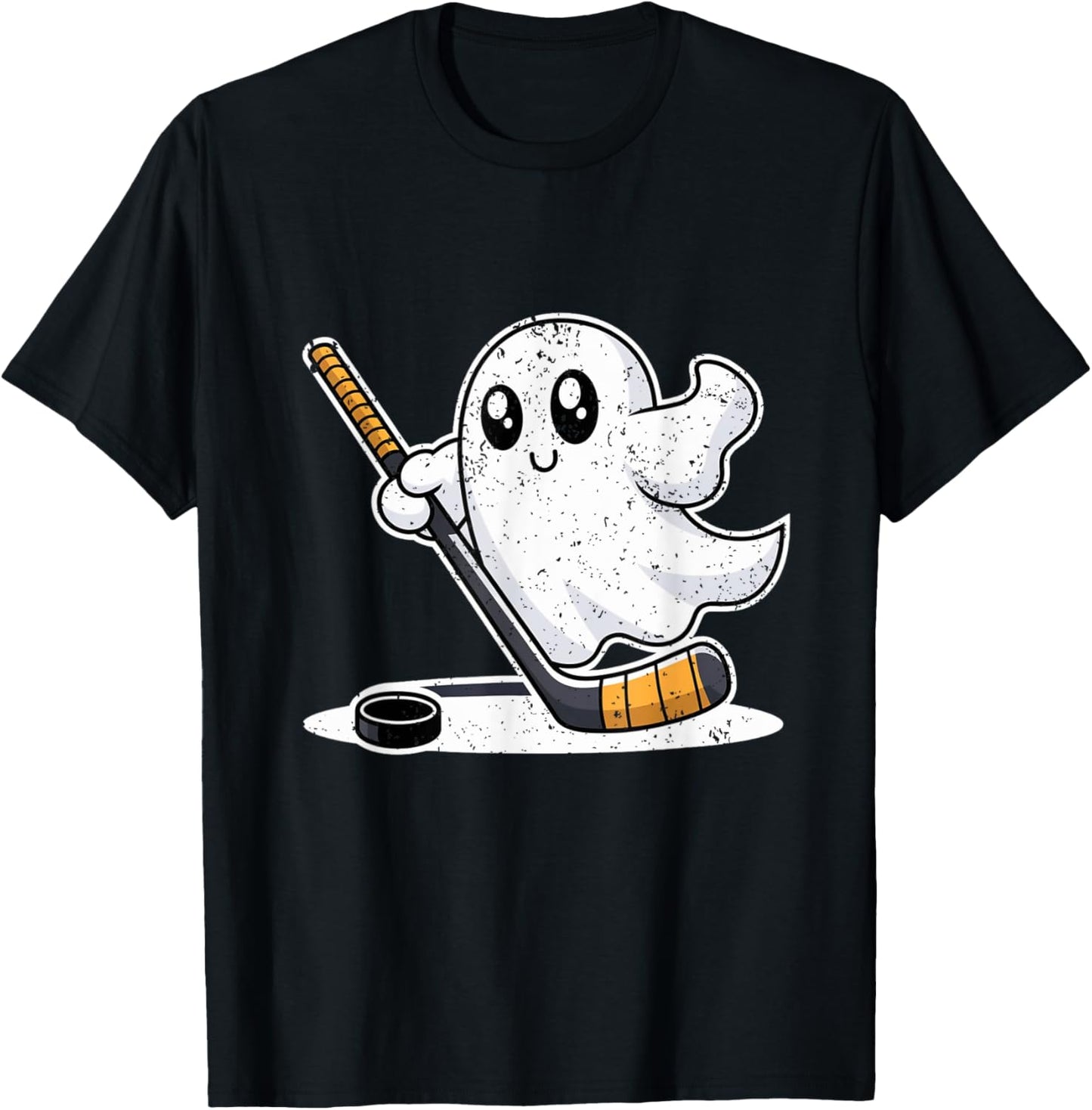 Ghost Playing Ice Hockey Halloween Costume Sports Men Boys T-Shirt - T-Shirt | Black