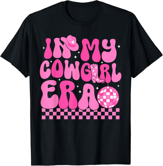 Cowgirls Shirt In My Cowgirl Era Groovy Cute Western Rodeo T-Shirt - T-Shirt | Black