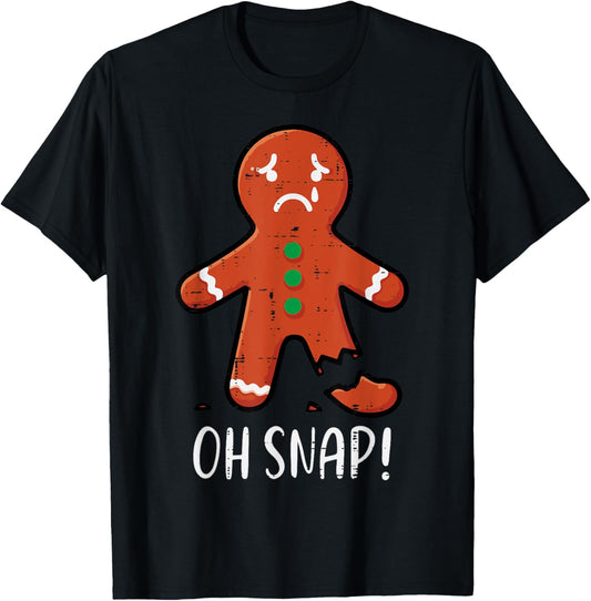 Christmas Gingerbread Broken Leg Oh Snap Xmas Men Women Kids T-Shirt - T-Shirt | Black