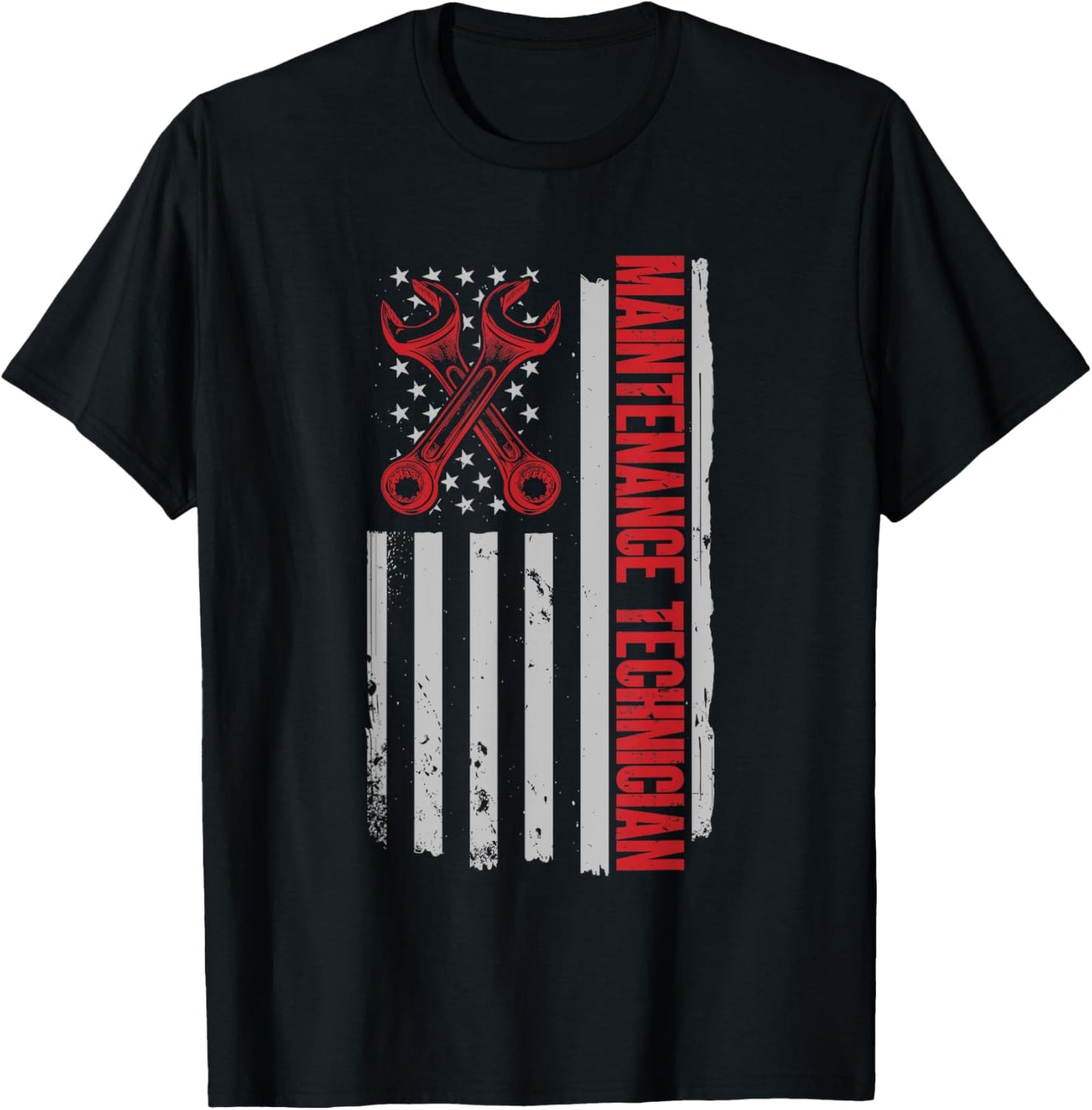 Maintenance Worker American Flag Maintenance Technician T-Shirt - T-Shirt | Black