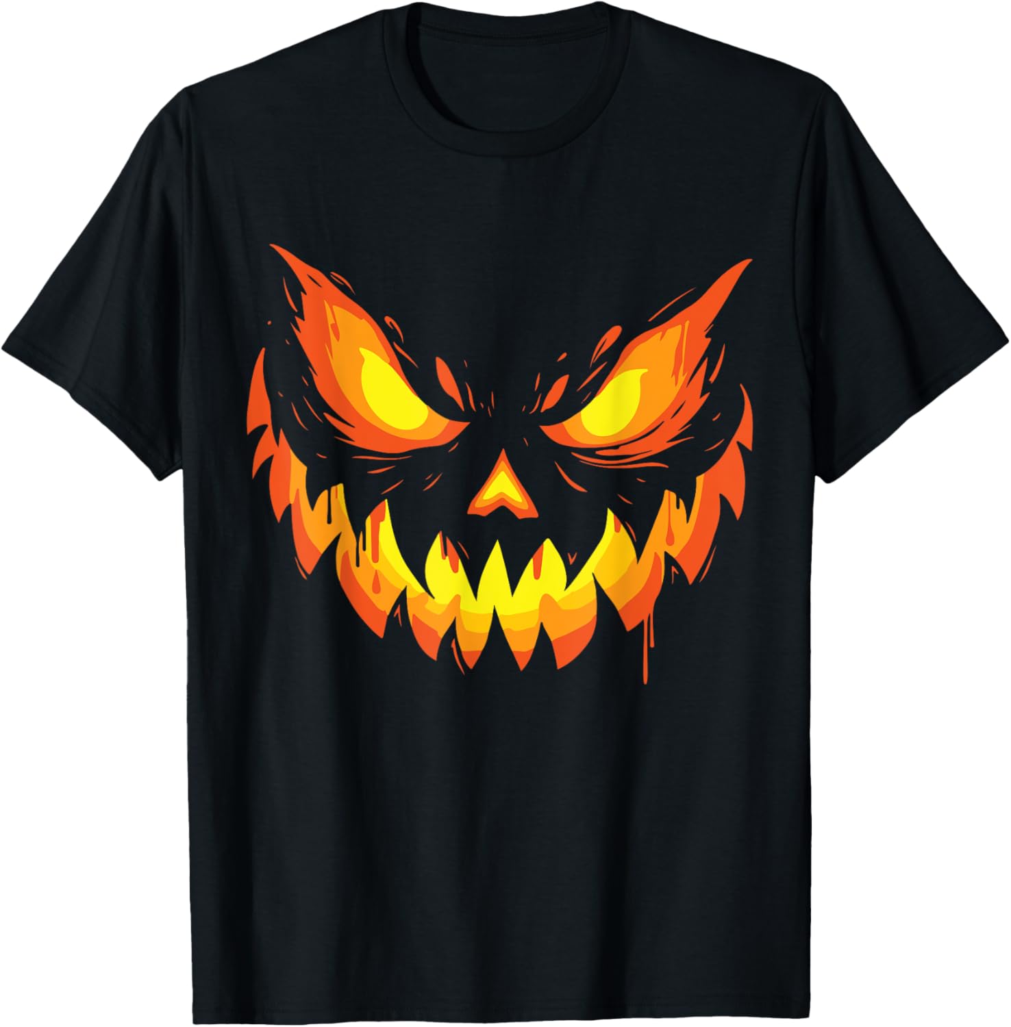 Jack O Lantern Scary Carved Pumpkin Face Halloween Boys T-Shirt - T-Shirt | Black
