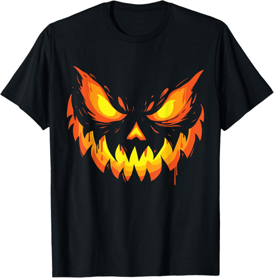 Jack O Lantern Scary Carved Pumpkin Face Halloween Boys T-Shirt - T-Shirt | Black