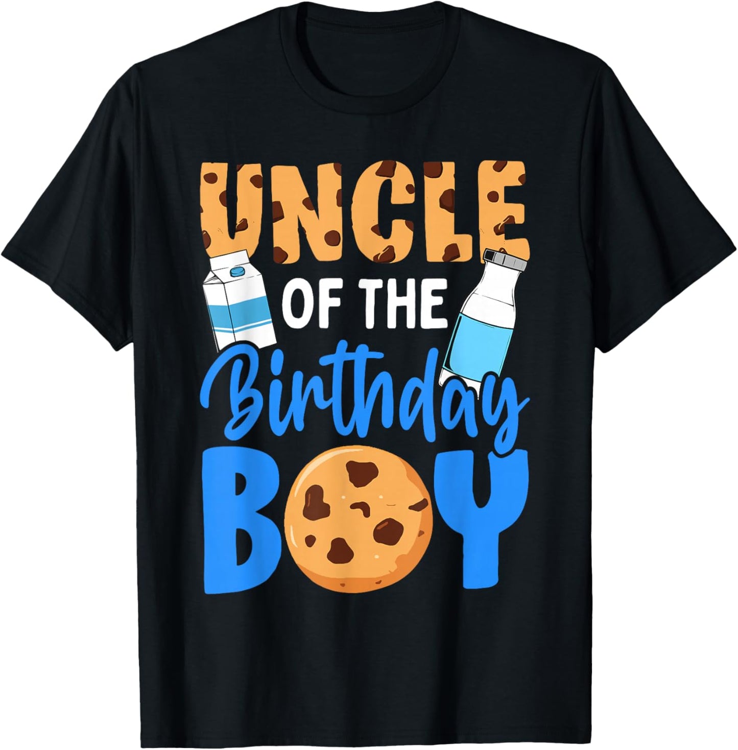 Uncle of the birthday boy Milk and Cookies 1st birthday T-Shirt - T-Shirt | Black