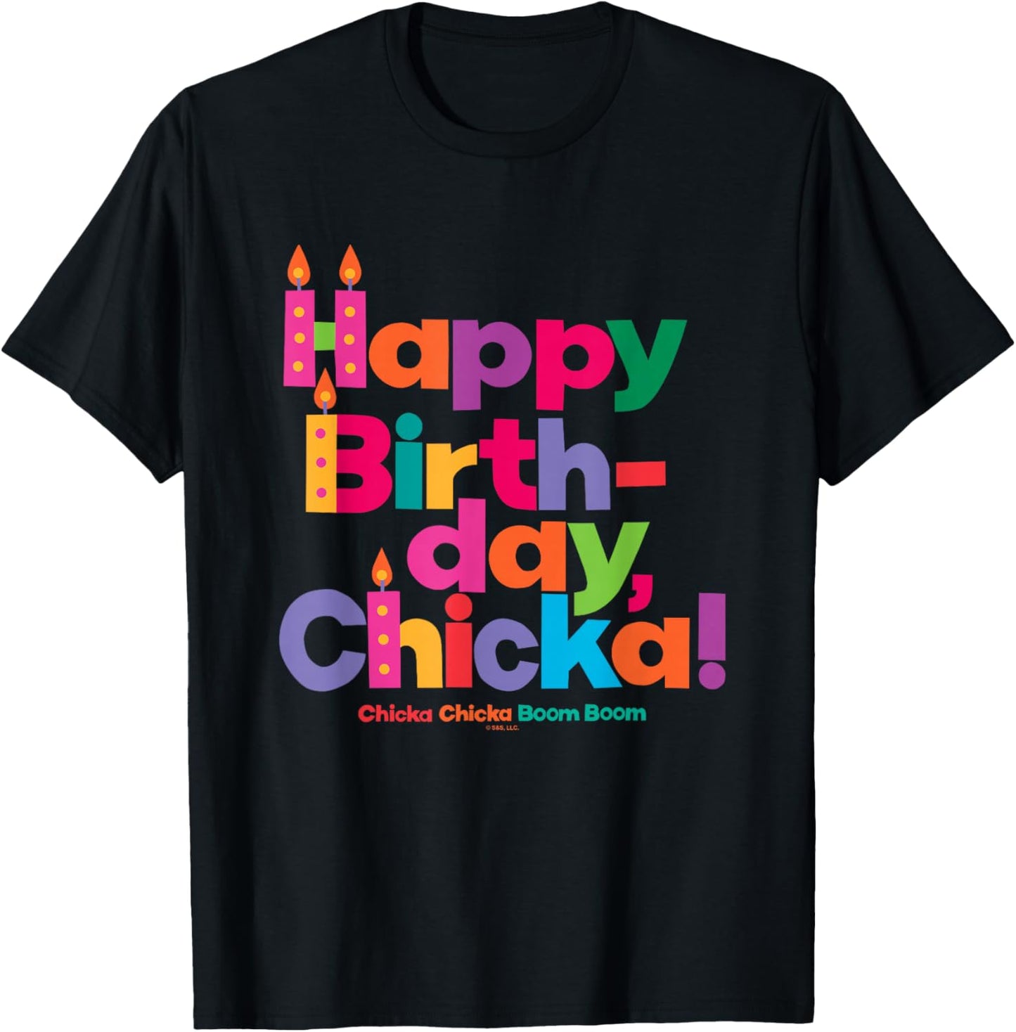 Chicka Chicka Boom Boom Happy Birthday Chicka! Colorful Logo T-Shirt - T-Shirt | Black