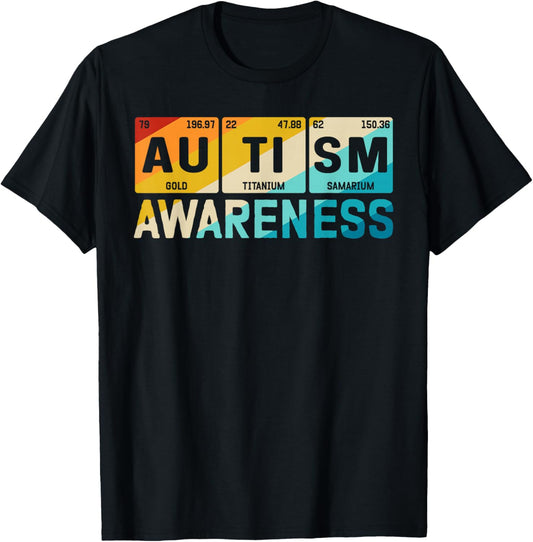 Autism Awareness Elements Periodic Table ASD T-Shirt - T-Shirt | Black