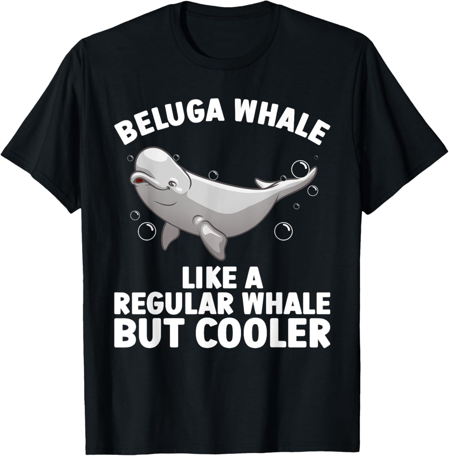 Funny Beluga Whale Art Women Kid Toddler Whale Lover T-Shirt - T-Shirt | Black