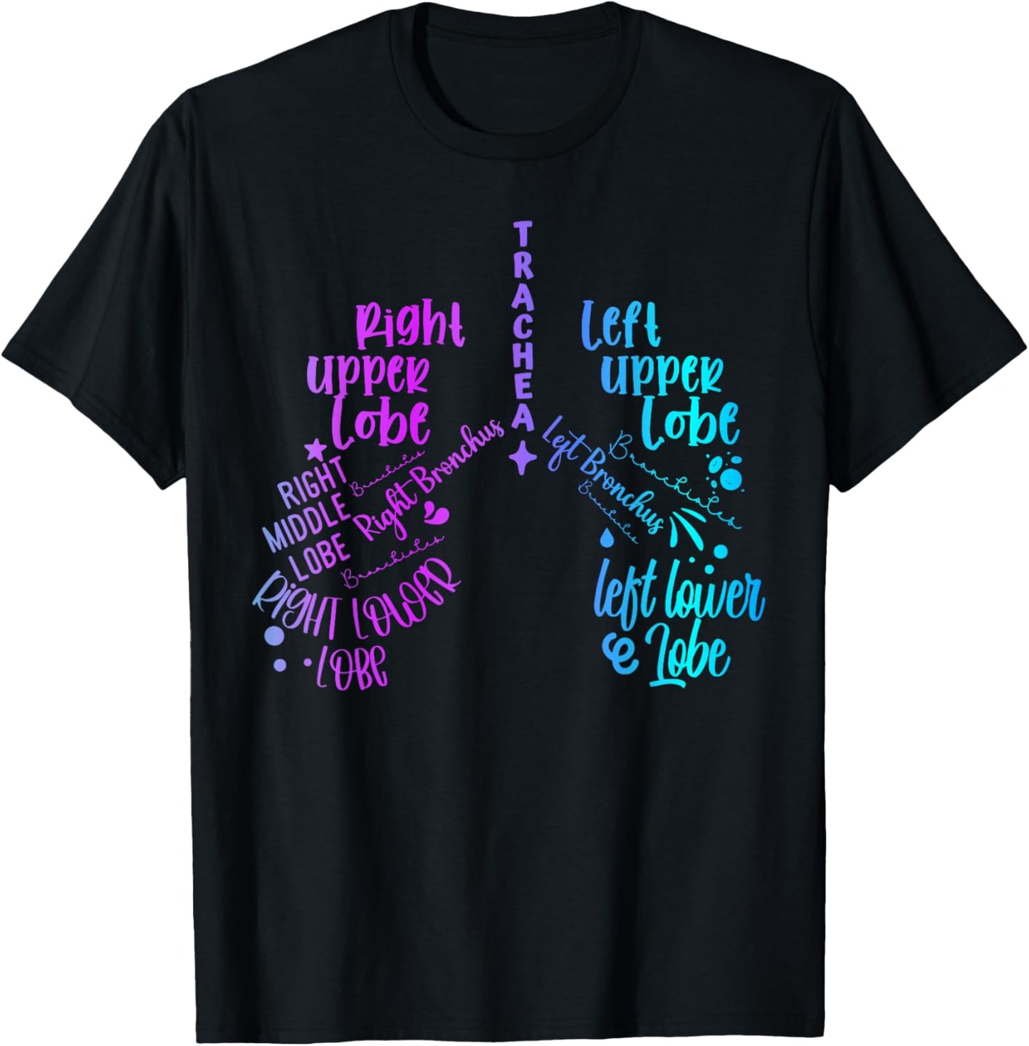 Lung Anatomy Tie Dye Pulmonologist Respiratory Therapist T-Shirt - T-Shirt | Black