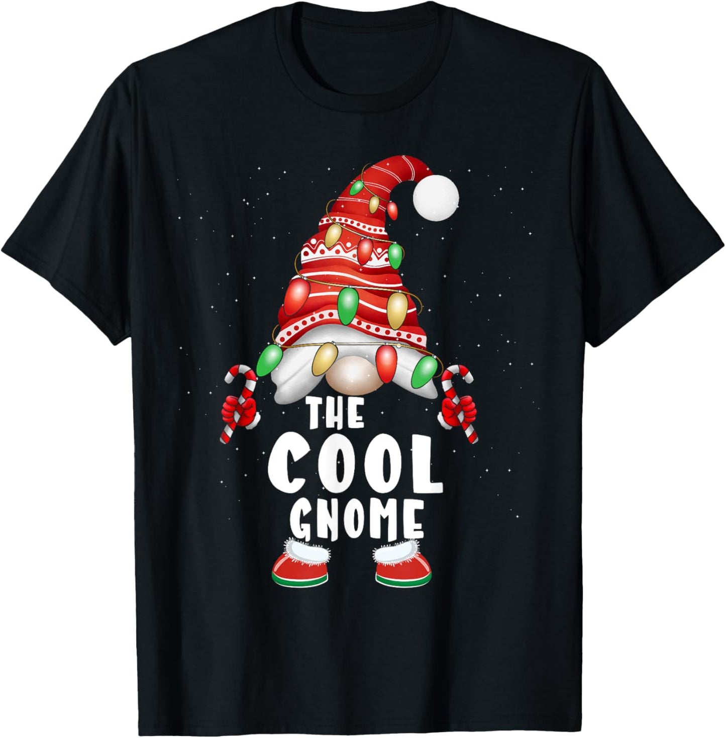 Cool Gnome Buffalo Plaid Matching Family Christmas T-Shirt - T-Shirt | Black