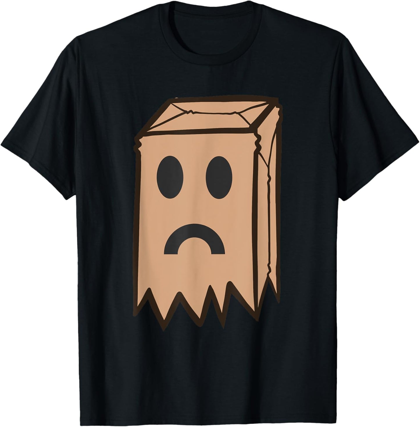 Funny Brown Paper Bag With Face - Wearing a Brown Paper Bag T-Shirt - T-Shirt | Black