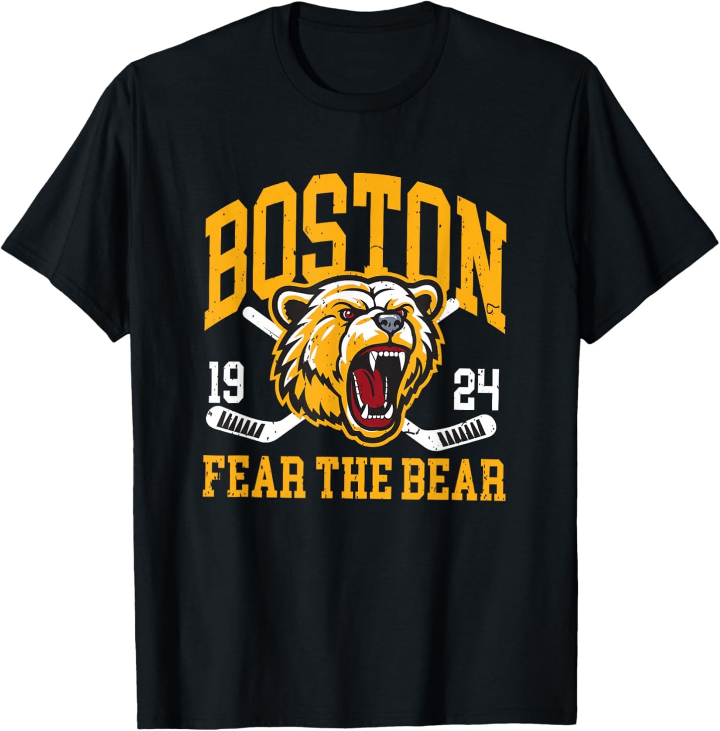 Boston Ice Hockey Fear the Bear T-Shirt - T-Shirt | Black
