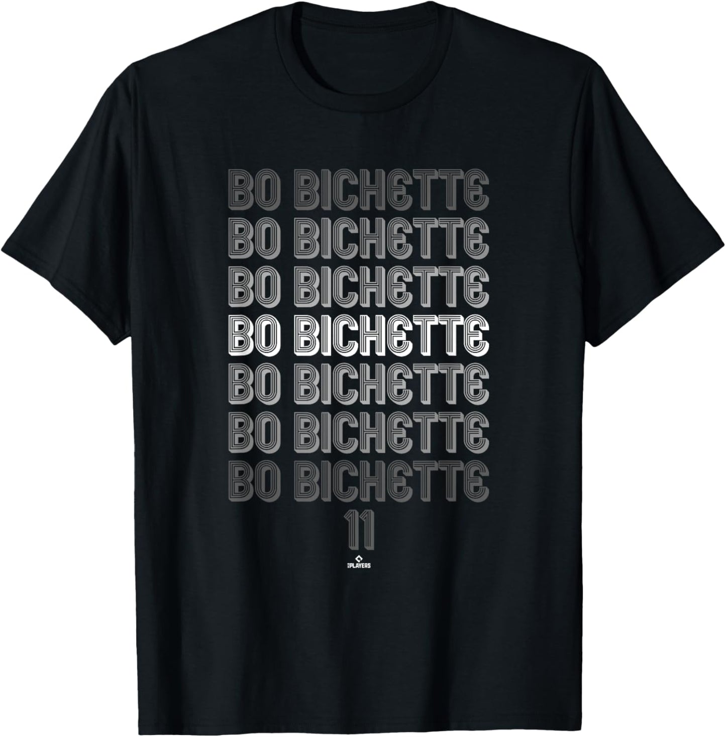 Retro Repeating Text Bo Bichette Toronto Baseball MLBPA T-Shirt - T-Shirt | Black
