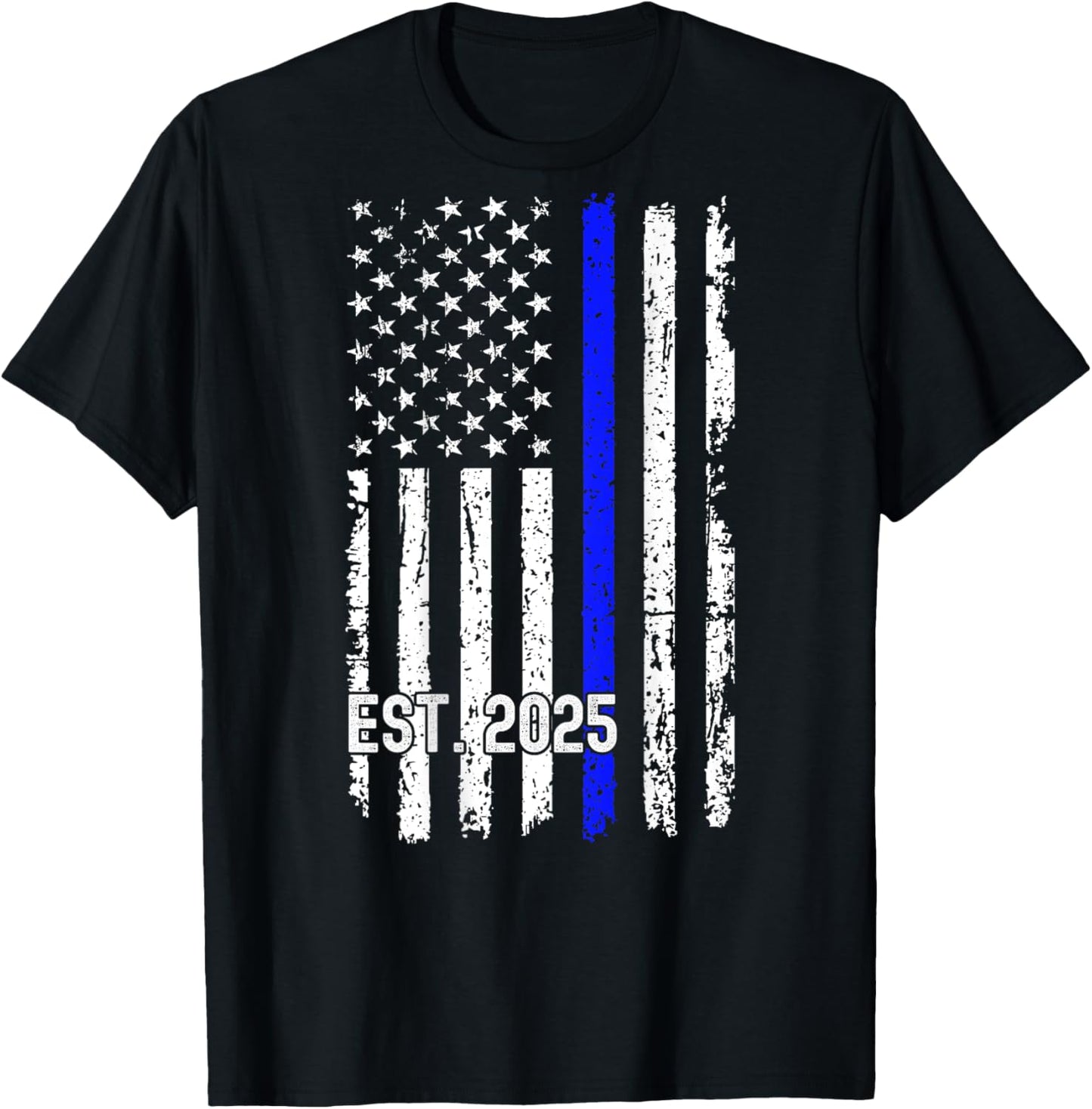 Police Graduation Est 2025 Back Print Police Academy Vintage T-Shirt - T-Shirt | Black