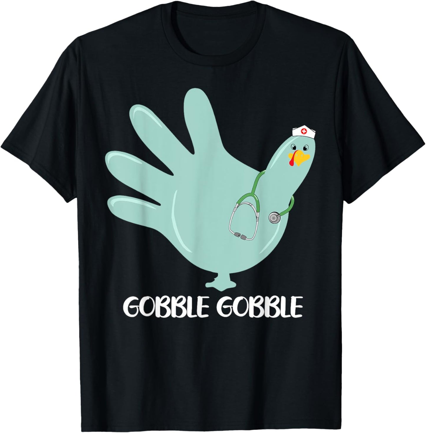 Turkey Gloves Gobble Thankful Nurse Thanksgiving 5 T-Shirt - T-Shirt | Black