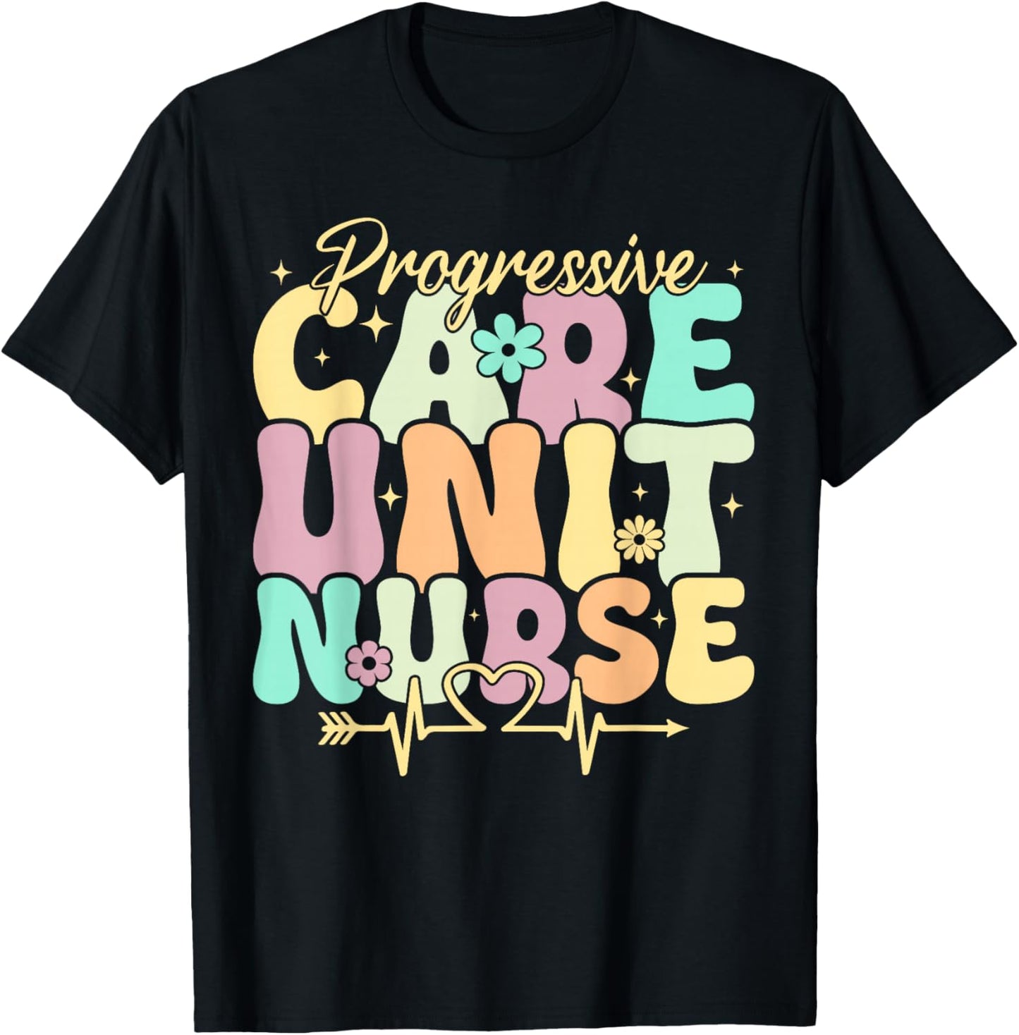 Progressive Care Unit Nurse PCU Nursing Appreciation Groovy T-Shirt - T-Shirt | Black