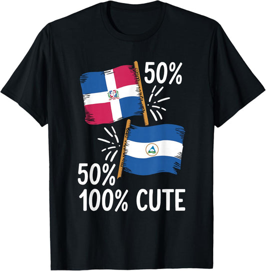 Half Dominican Half Nicaraguan Dominican Republic Nicaragua T-Shirt - T-Shirt | Black