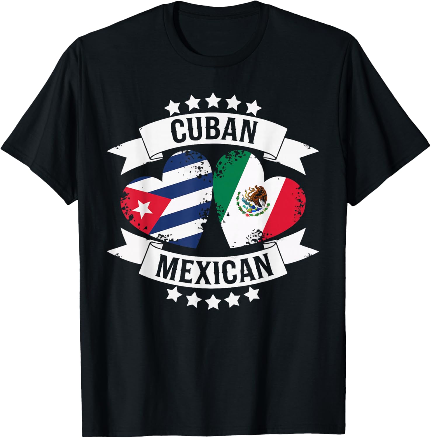 Half Cuban Half Mexican Country Mexico Flag Cuba T-Shirt - T-Shirt | Black
