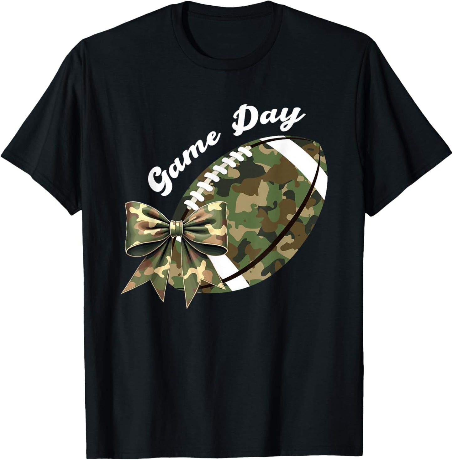 Camouflage Old Game Day Camo Football Seasons Women Girls T-Shirt - T-Shirt | Black