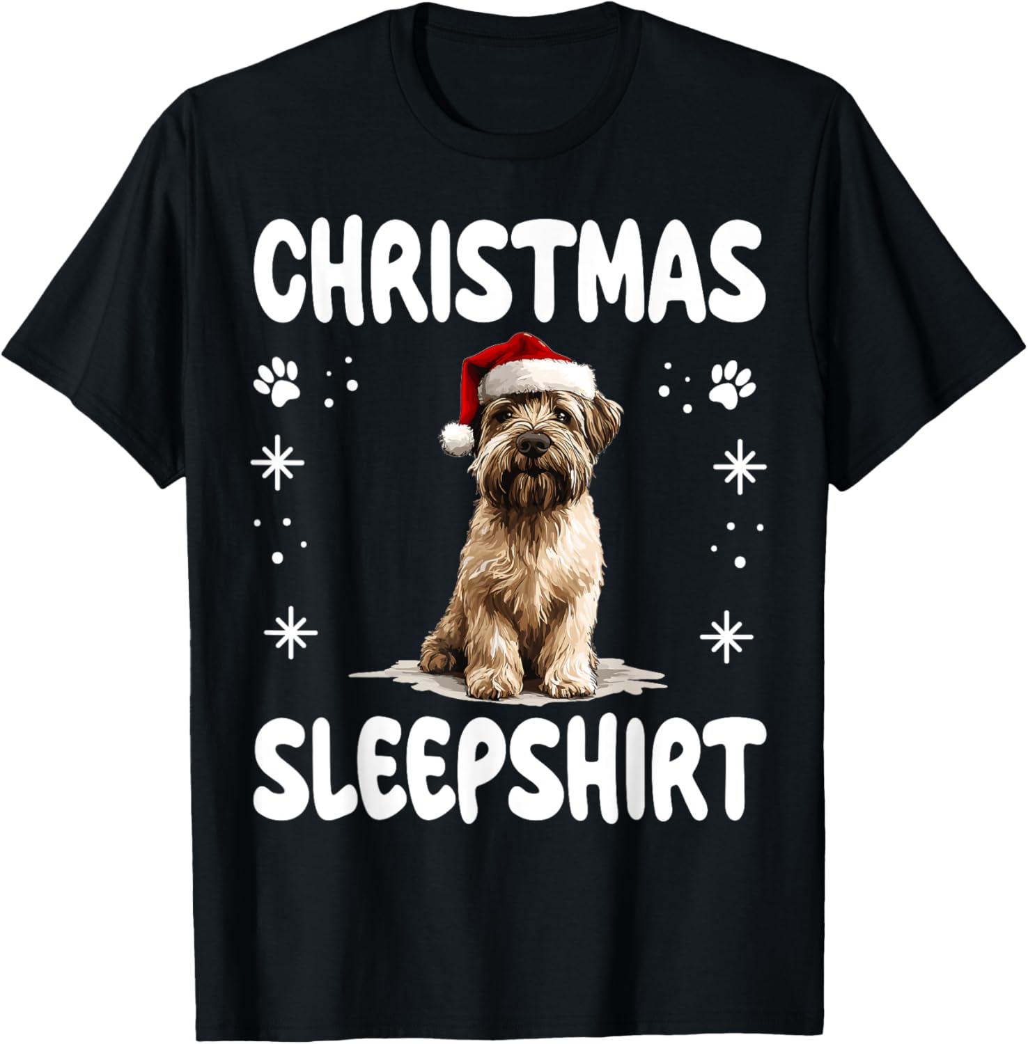 Soft Coated Wheaten Terrier Dog Nightgown Pajama Christmas T-Shirt - T-Shirt | Black