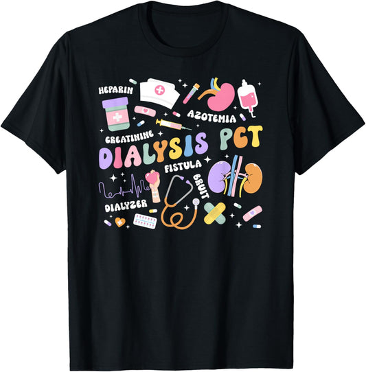 Dialysis PCT Appreciation Groovy Dialysis Patient Care Tech T-Shirt - T-Shirt | Black